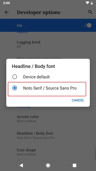 صورة لـ كيفية تغيير نمط الخط وشكل الأيقونات في Android 10 | source_sans_font-DzTechs