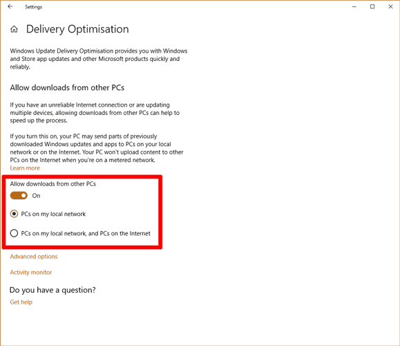 صورة لـ بعض الحيل المُتقدمة لتسريع تصفح الويب وسرعة الإنترنت في Windows 10 | speed-up-browser-windows-10-delivery-optimization-DzTechs