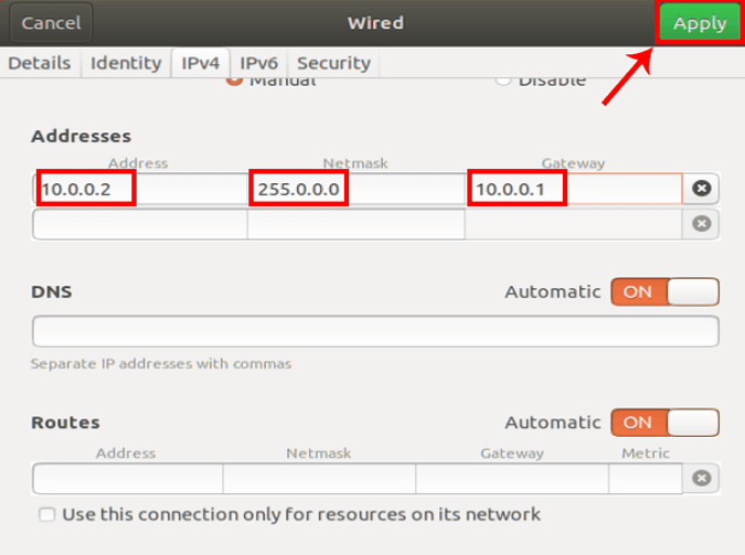 صورة لـ 3 طرق لإعادة تعيين عنوان IP ثابت على نظام Ubuntu | static_IP_GUI_Ubunty-DzTechs