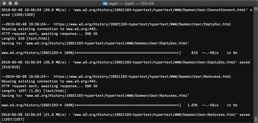 صورة لـ كيفية تثبيت واستخدام أداة wget على نظام macOS | using-wget-macos-terminal-window-DzTechs