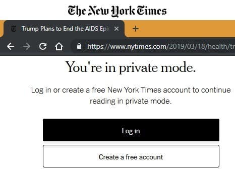 صورة لـ كيفية تجاوز حوائط الدفع للإشتراك على مواقع الأخبار الرائدة | Private-mode-disabled-NYTimes-DzTechs