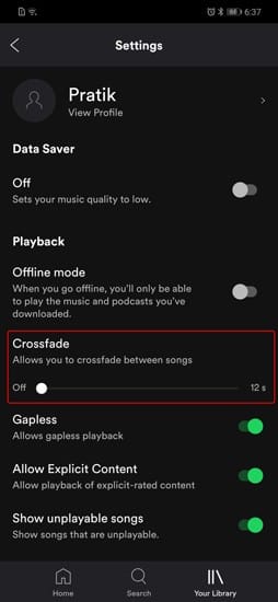 صورة لـ 10+ من النصائح والخدع على Spotify يجب على كل مستخدم جديد أن يعرفها | crossfade_settings_spotify-DzTechs