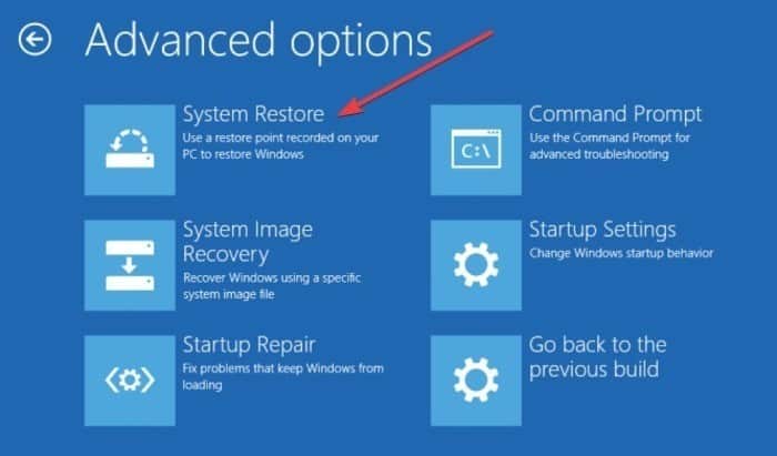 صورة لـ كيفية إصلاح خطأ “معلومات تهيئة النظام غير صحيحة” في نظام Windows 10 | fix-bad-system-config-info-windows-10-advanced-options-system-restore-DzTechs