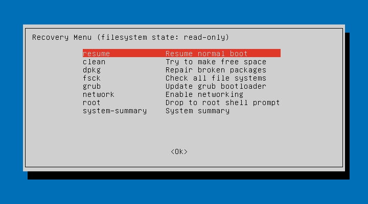 صورة لـ كيفية التمهيد إلى وضع الاسترداد (الوضع الآمن) في Ubuntu | mint-recovery-menu-DzTechs