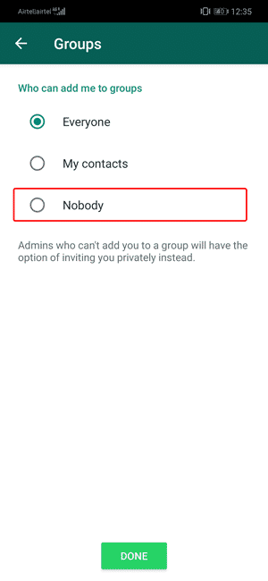 صورة لـ كيفية منع المُستخدمين من إضافتك إلى مجموعات WhatsApp | nobody-DzTechs