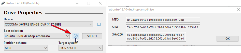 صورة لـ كيفية استخدام Rufus لإنشاء محرك فلاش قابل للتمهيد | rufus-iso-file-checksum-DzTechs