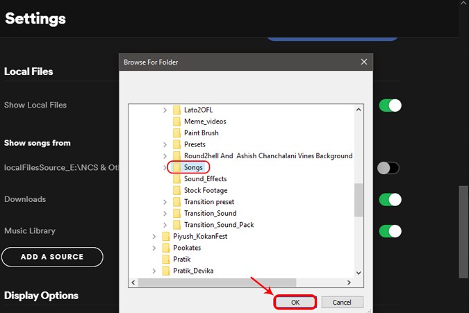 صورة لـ كيفية مزامنة الملفات المحلية من Spotify لسطح المكتب إلى أي جهاز | select_folder_spotify-DzTechs