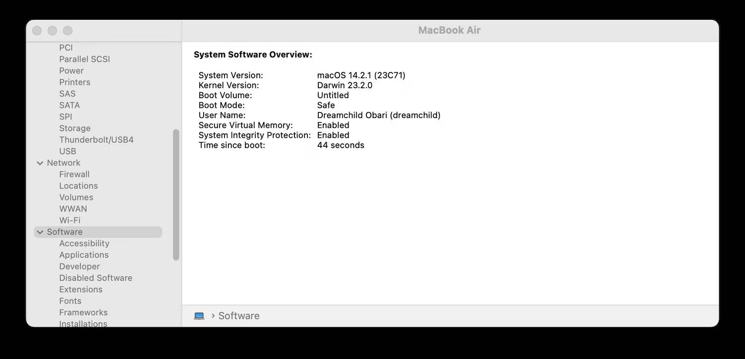 صورة لـ كيفية التمهيد إلى الوضع الآمن في نظام macOS | system-report-window-on-macos