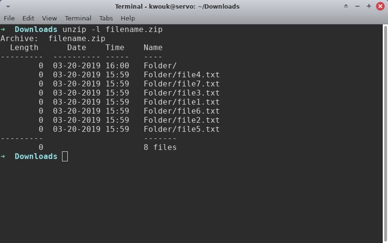 صورة لـ كيفية استخراج الملفات المضغوطة في نظام Linux | unzip-files-linux-list-DzTechs