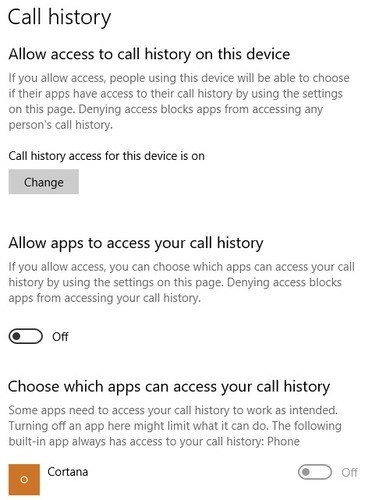 صورة لـ 18 من إعدادات الخصوصية التي يجب أن تنظر فيها في Windows 10 | windows-privacy-settings-call-history-DzTechs