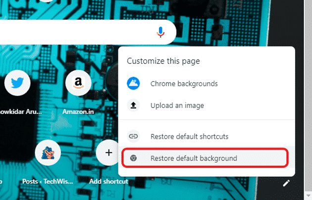 صورة لـ كيفية تعيين خلفية مخصصة على شاشة Google Chrome الرئيسية | 1_restore-default-background-min-DzTechs
