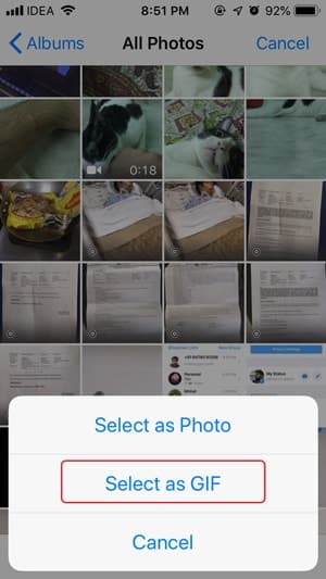 صورة لـ كيفية نشر الصور المباشرة كقصة على Instagram من iPhone | 2-select-as-GIF-min-DzTechs