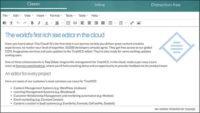صورة لـ أفضل التطبيقات مفتوحة المصدر لتحرير WYSIWYG HTML | TinyMCE-DzTechs