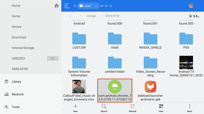صورة لـ كيفية تثبيت متصفح Chrome على Android TV | chrome-apk-es-file-DzTechs