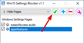 صورة لـ كيفية إخفاء صفحات محددة في تطبيق الإعدادات في Windows 10 | hide-settings-page-04-save-changes-in-app-DzTechs