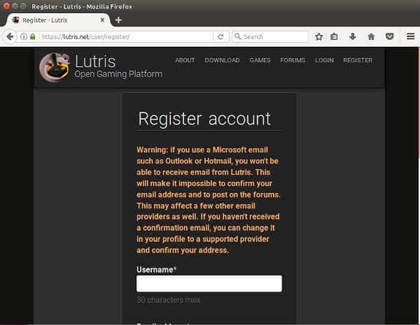 صورة لـ إدارة مكتبة ألعاب Linux الخاصة بك باستخدام Lutris | lutris-register-DzTechs