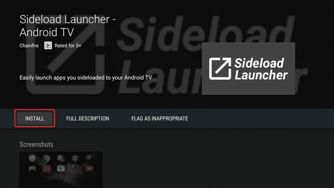 صورة لـ كيفية تثبيت متصفح Chrome على Android TV | side-launcher-install-button-DzTechs