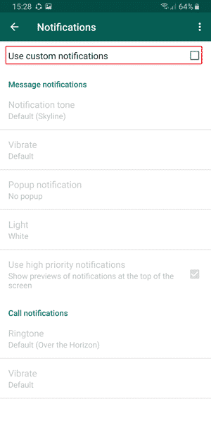 صورة لـ كيفية تخصيص نغمة الإشعارات لكل جهة اتصال على WhatsApp | tick-use-custom-notif-DzTechs