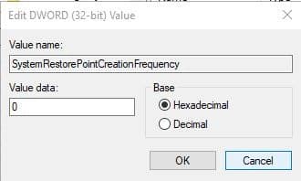 صورة لـ كيفية إنشاء نقطة استعادة النظام تلقائيا في Windows عند بدء التشغيل | Auto-restore-point-windows-DWORD-value-set.jpg-min-DzTechs