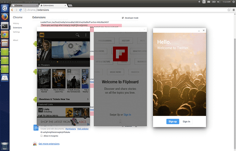 صورة لـ 4 من أفضل محاكيات Android لنظام التشغيل Linux | Linux-Android-Emulation-ARChon-Demonstration-min-DzTechs