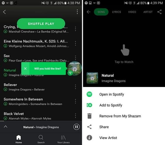صورة لـ ٍكيفية تحديد تفاصيل الأغنية على Shazam مع سماعات أذن متصلة | Shazam-Lyrics-min-DzTechs