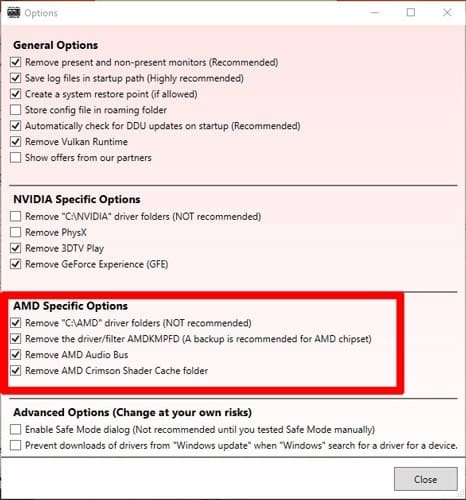 صورة لـ كيفية تحديث برامج تشغيل AMD Graphics في نظام التشغيل Windows 10 | update-amd-graphics-drivers-ddu-options-min-DzTechs