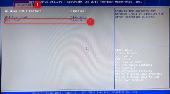 صورة لـ Windows 10 لا يقوم بالتمهيد؟ إصلاحات لتشغيل الكمبيوتر مرة أخرى | 1_msi-motherboard-bios-settings-advanced-670x372-DzTechs