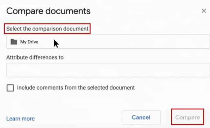 صورة لـ كيفية المقارنة بين وثيقتين من خلال محرّر مستندات Google | Compare-Select-min-DzTechs