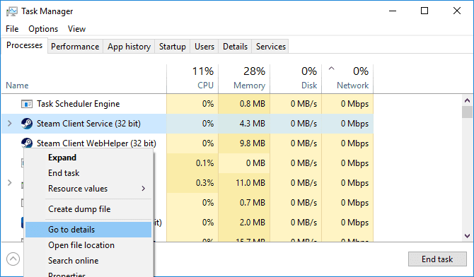 صورة لـ كيفية تحسين و تسريع تنزيلات Steam في Windows 10 | task_manager_details-min-DzTechs