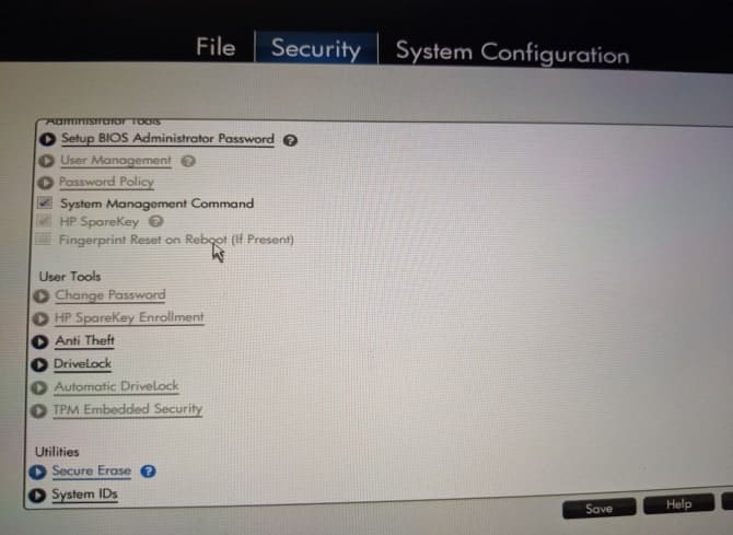 صورة لـ كيفية إعادة ضبط جهاز الكمبيوتر المحمول من HP إلى الإعدادات الإفتراضية | HP-Bios-Secure-Erase-min-DzTechs