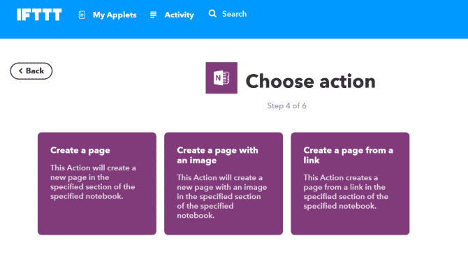 صورة لـ 6 طرق لاستخدام Trello و OneNote معاً لتحسين الإنتاجية | ifttt-action-for-OneNote-min-DzTechs