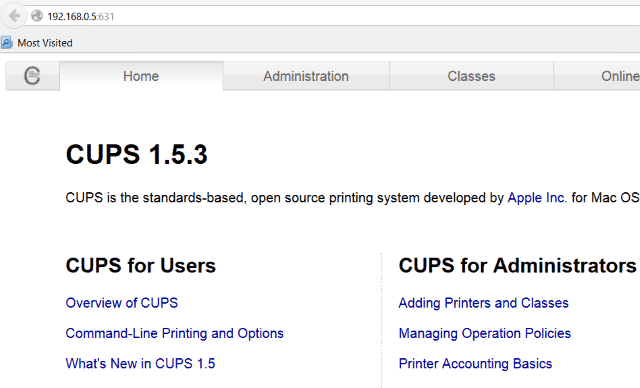 صورة لـ استخدامات ومشاريع رائعة لـ Raspberry Pi للتجربة بنفسك | muo-piprint-cups-admin-min-DzTechs