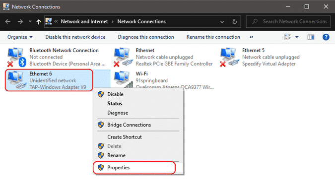 صورة لـ كيفية مشاركة اتصال VPN عبر Wi-Fi على Windows 10 | properties-of-network-connections-min-DzTechs