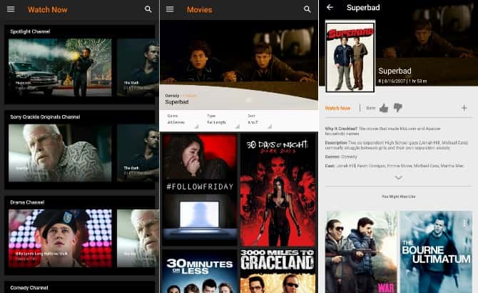 صورة لـ أفضل تطبيقات الأفلام المجانية لمشاهدة الأفلام عبر الإنترنت لجميع المنصات | sony-crackle-screenshots-min-DzTechs