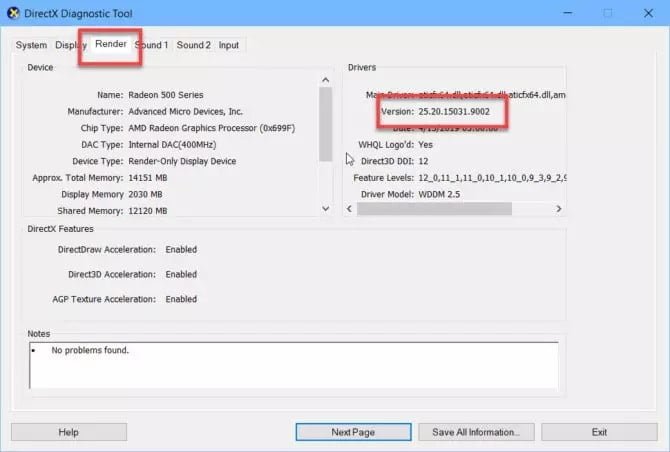 صورة لـ إصلاح خطأ إصدار Radeon Settings وإصدار Driver غير متطابقين | DirectX-diagnostics-Radeon-graphics-card-driver-version-670x452-min-DzTechs