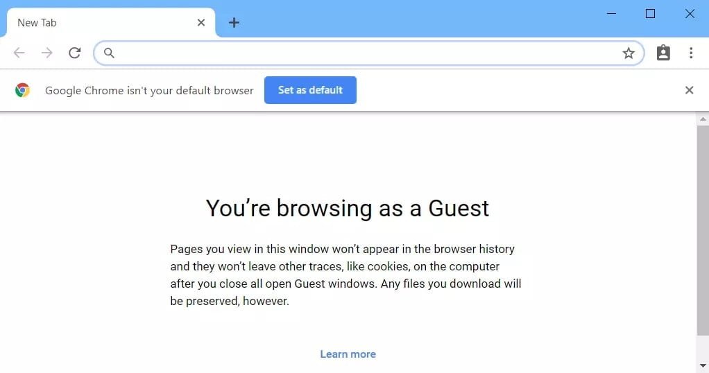 صورة لـ تنزيل Google Chrome 77 مع ميزات التخصيص الجديدة | Google-Chrome-77-in-guest-mode-min-DzTechs