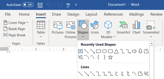 صورة لـ كيفية إنشاء الخرائط الذهنية على Microsoft Word | Microsoft-Word-Mindmap-Insert-Shapes-min-DzTechs
