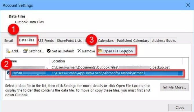 صورة لـ كل ما تريد معرفته حول ملفات البيانات PST و OST على Outlook | Open-Outlook-Data-File-670x389-min-DzTechs