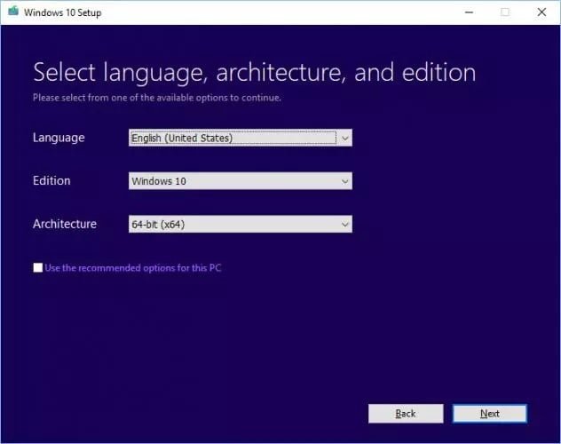 صورة لـ تنزيل أحدث إصدار من Windows 10 بصيغة ISO لجميع اللغات | Select-language-architecture-and-edition-Windows-10-Setup-632x500-min-DzTechs
