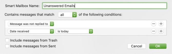صورة لـ نصائح الإنتاجية الاحترافية لـ Apple Mail على Mac يجب أن تعرفها | SmartMailboxUnanswered-MacMail-min-DzTechs