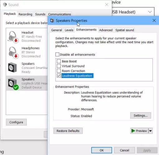 صورة لـ أفضل تطبيقات معادل الصوت لنظام Windows 10 لتحسين جودة الصوت | Speakers-Properties-511x500-min-DzTechs