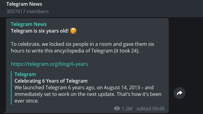 صورة لـ أفضل قنوات Telegram وكيفية استخدامها | Telegram-Channel-Message-Example-min-DzTechs