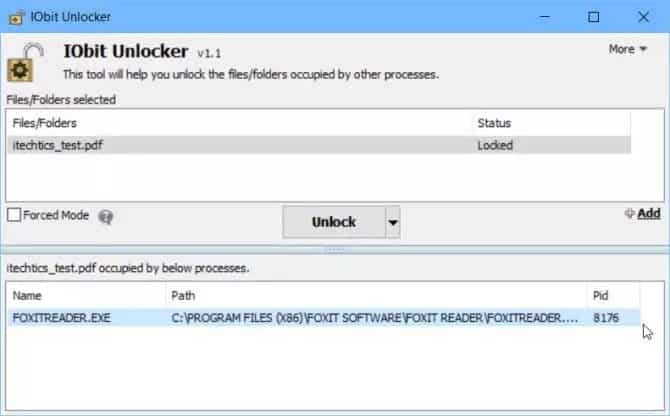 صورة لـ كيفية حذف، نقل أو إعادة تسمية الملفات قيد الاستخدام بواسطة برنامج آخر | Unlock-file-using-IObit-Unlocker-670x416-min-DzTechs