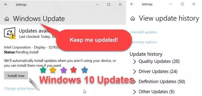 صورة لـ كيفية تنزيل أي تحديث تراكمي لنظام التشغيل Windows 10 مباشرةً | Windows-10-updates-2019-670x318-min-DzTechs