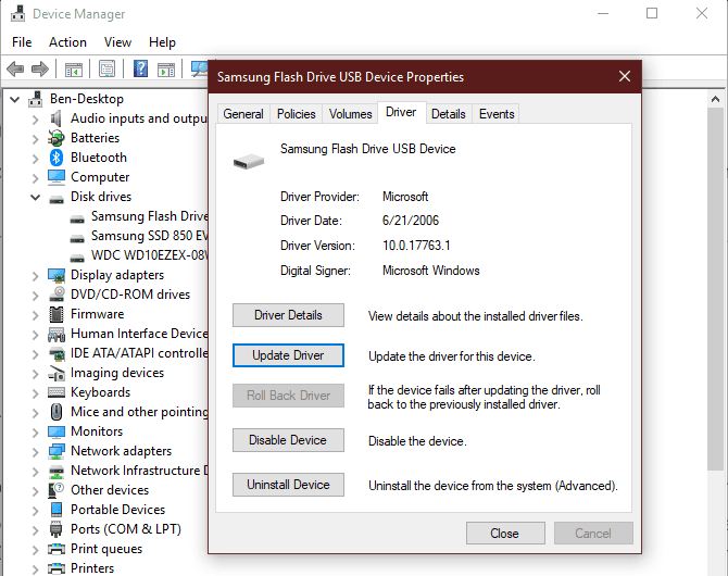صورة لـ محرك الأقراص الخارجي لا يظهر أو لم يتم إكتشافه؟ هنا الإصلاحات | Windows-Device-Manager-Device-Options-min-DzTechs