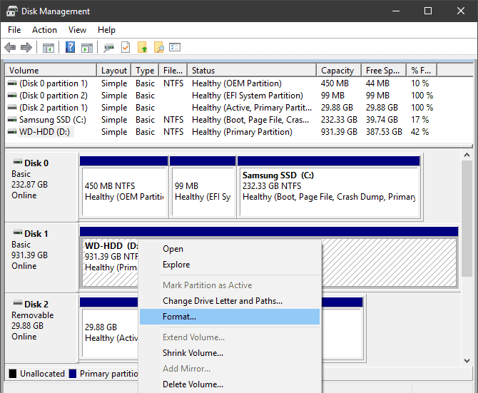 صورة لـ محرك الأقراص الخارجي لا يظهر أو لم يتم إكتشافه؟ هنا الإصلاحات | Windows-Disk-Management-Format-Device-min-DzTechs