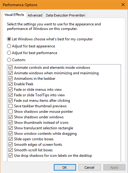 صورة لـ كيفية إصلاح مشكلات انخفاض FPS الخاص بالألعاب في Windows | Windows-Performance-Options-min-DzTechs