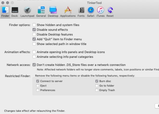 صورة لـ أفضل تطبيقات macOs لتثبيتها على الـ MacBook أو الـ iMac | finder-panel-in-tinkertool-on-mac-min-DzTechs