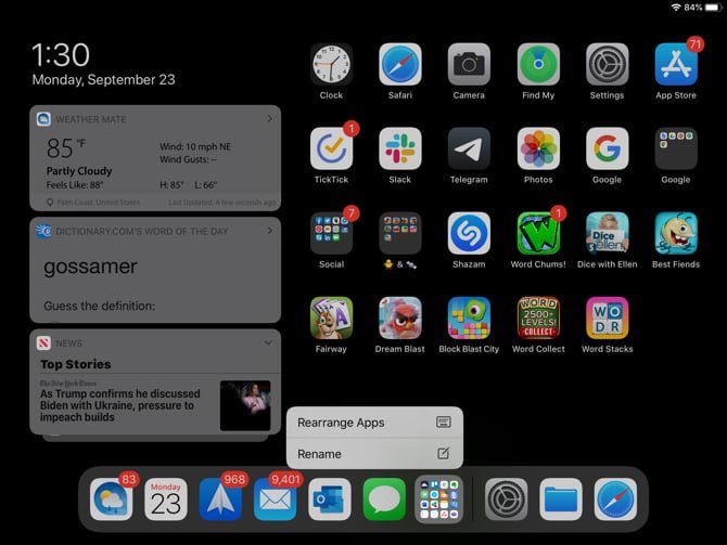 صورة لـ نظام التشغيل iPadOS : كل ما تحتاج إلى معرفته عن جديد هذا النظام | iPadOSRearrangeAndFolderDock-DzTechs
