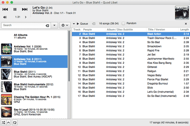 صورة لـ بدائل لـ iTunes: أفضل مشغلات الموسيقى المجانية لنظام macOS | osx-music-player-quod-libet-min-DzTechs